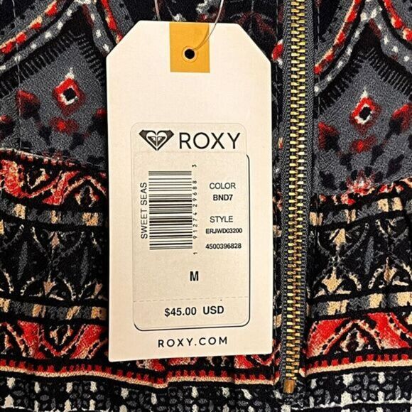 NEW Roxy Tank Dress Women Sleeveless Mini Blue Floral Size M Back Zip Beach Surf - Picture 8 of 15